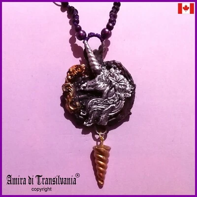 silver jewelry necklace talisman pendant woman medallion golden amulet unicorn 1 - Image 1 of 4