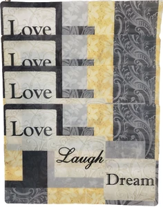 Set of 4 Same Thin Plastic Kitchen Placemats (12"x18")LOVE LAUGH DREAM,yellow,BH - Picture 1 of 15