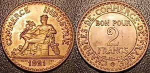 France - III Republic - 2 Francs Chambre De Commerce 1921 Extremely fine F.267/3 - Picture 1 of 1