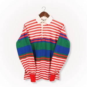 Vintage Lands End Rugby Poloshirt Herren klein gestreift 90s Prep Y2K Ivy League - Bild 1 von 24