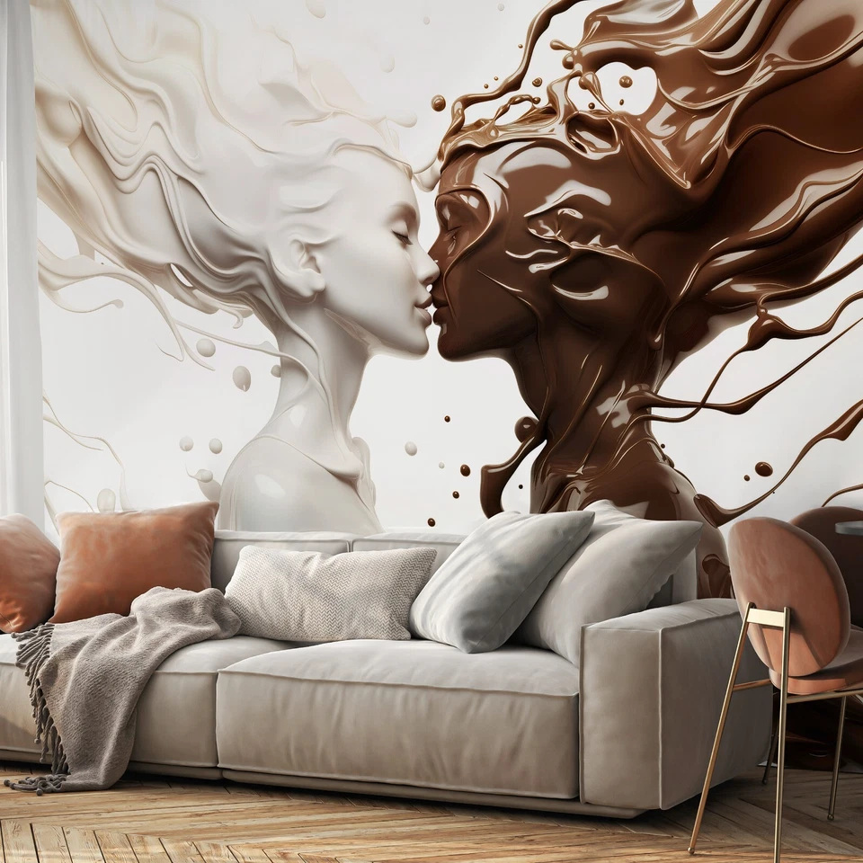 Fototapete 3D Effekt Frau Grau Beige Wohnzimmer VLIES TAPETE XXL + KLEISTER 179 - Bild 1 von 4