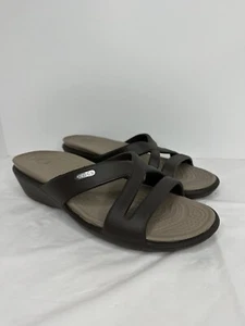 Crocs Patricia II Sandals Women Size 10 Brown Wedge Slip On Comfort - Picture 1 of 10