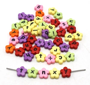 100 Mixed Color Acrylic Alphabet Letter Flower Beads 11mm for Kids Craft - Picture 1 of 6