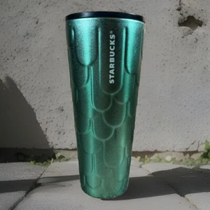 STARBUCKS Bicchiere Primavera 2022 Verde Ombré Scintillante Bilancia Sirena Acciaio 24oz - Foto 1 di 9