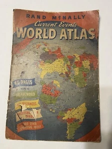 1943 Rand McNally Current Events World Atlas Vintage - Picture 1 of 13