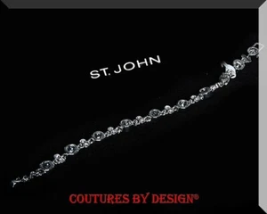 St John Knits Bracelet Silver Tone Clear Swarovski Crystals NWT MSRP $130 - Picture 1 of 3