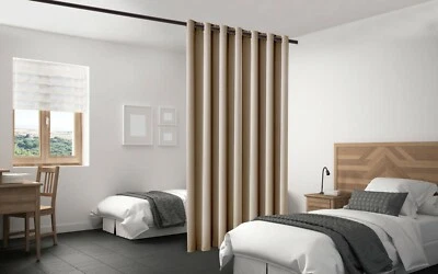 Panel de cortina divisor de habitación Blackout pantalla de privacidad aislamiento térmico color topo Foto 1 de 4