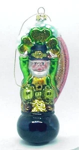 Leprechaun Blown Glass Ornament, Christmas statue figure vintage 5" Tall - Picture 1 of 3