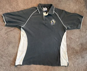 Vintage Collingwood Magpies Polo Shirt Sz L Black AFL Australian Rules Football - Picture 1 of 7