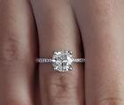 2.5 Ct Pave 4 Prong Round Cut Diamond Engagement Ring SI2 H Certified 14k