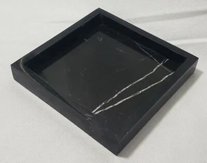 Nero Marquina Marble Tray 6" × 6" height 1", perfect for your nightstand. - Picture 1 of 8