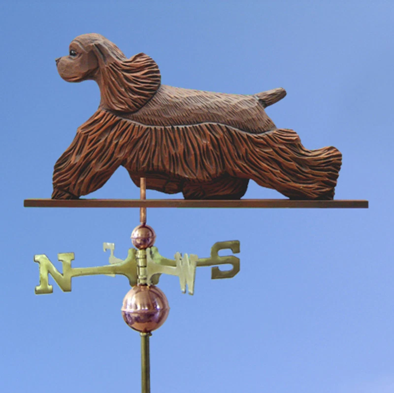 American Cocker Spaniel Hand Carved Hand Painted Basswood Dog Weathervane Brown - Image 1 of 1