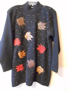 Suéter vintage para mujer Evan Davies M corderos con cuentas de oro negro lana angora nailon - Imagen 1 de 5