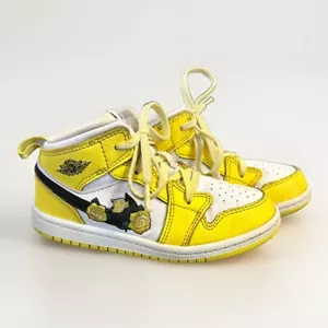 Nike Air Jordan 1 Mid SE Rose Patch Yellow Girls AV5172-700 Toddler Size 10c - Picture 1 of 5