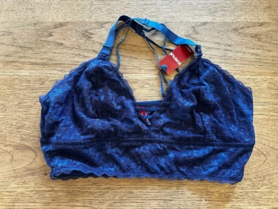 Avenue Body Blue Lace Size 2X Strappy Wireless Unlined Bralette Elastic Band NWT - Image 1 of 2