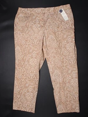 NWT Charter Club Polished Pant Womens 16W Almond Paisley Print  - Image 1 of 4