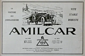PUBLICITÉ DE PRESSE 1923 AMILCAR 6 LITRES D'ESSENCE AUX 100 KIMOMETRES - Picture 1 of 1