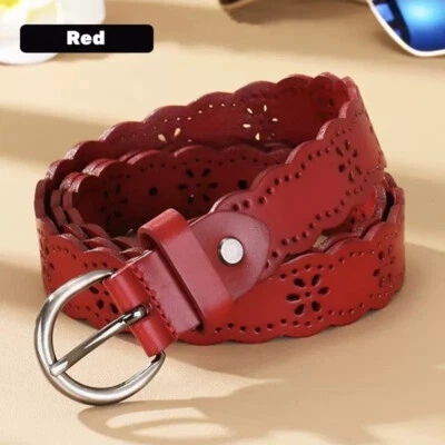 Mujeres Cinturón de Cuero Real Moda Hueco Flor Cintura Cinturón Jeans Informal Abrigos Cinturón Foto 1 de 4