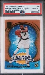2022 Panini Elite Glass Masters Gold /10 Giannis Antetokounpmo PSA 10 Gem POP 1 - Picture 1 of 2