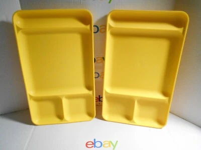 Lote De Colección Tupperware 2 Bandejas Apilables Amarillas Divididas para Cena/Camping #1535 Foto 1 de 3