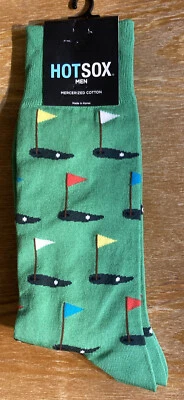 Mens Golf Socks Green Hot Sox Putting Mercerized Cotton Fits Shoe Size 6-12.5 - Image 1 of 4