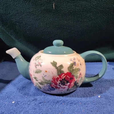 Tetera cerámica jardín campo mujer pionera estampado floral cocina comedor Foto 1 de 4