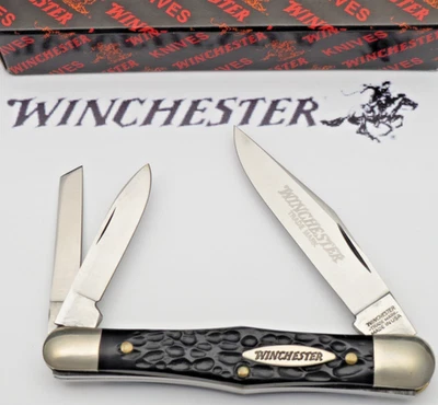 Winchester by Bluegrass/Queen 39018 Swell Center Whittler Black Handles MINT - Image 1 of 4