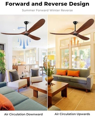 Boosant 60” Ceiling Fan W/ Remote Control. Solid Wood Blades. Dark Walnut. - Image 1 of 4