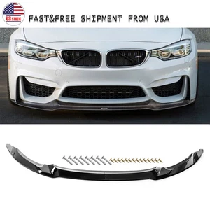 Gloss Black CS Style Front Lip Splitter For 2015-19 2020 BMW F80 M3 F82 F83 M4 - Picture 1 of 7