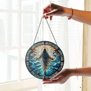 Jesus Walking On Water Suncatcher, Stained Glass Christmas Decor, Holiday Gifts - Picture 1 of 6