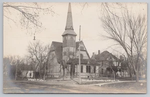 Postcard Vintage RPPC German M. E.  Church in Le Mars, IA. Dobbs Photo - Picture 1 of 2