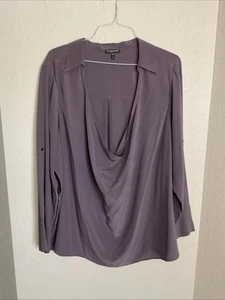 Top Eileen Fisher in seta maglia elasticizzata manica lunga taglie forti 3X - Foto 1 di 10