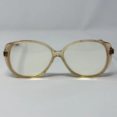 Vintage Torrence Paris Eyeglasses Frame 52-16 Amber Oversized Oval Acetate - Image 1 of 4