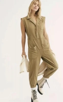 Nuevo con etiquetas Mono de campamento de una cucharadita Talla mediana Caqui Denim Una pieza Z361-5 Foto 1 de 3