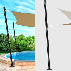 Postes de vela de sombra de 10 pies, postes de parasol ajustables en altura, polea de doble pliegue Su... - Imagen 1 de 7