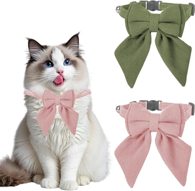 2 Pezzi Collare Cane Con Papillon E Campanellino, Collare Cucciolo Cane Verde Ro - Immagine 1 di 4