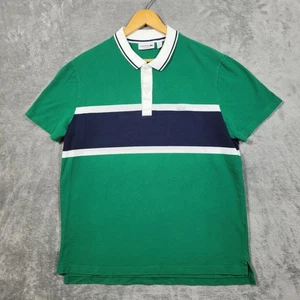 Camisa Polo Lacoste Para Hombre 6/XL Calce Regular Verde Azul Marino Blanco Rayas Manga Corta - Imagen 1 de 9