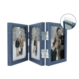 3 Picture Frame 5x7 Three Photo Collage Frame Hinged Triple Foldable Frame fo... - Picture 1 of 7