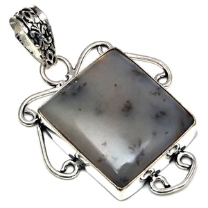 Colgante Piedras Preciosas Ópalo Dendrítico Hecho a Mano Día de la Madre Joyería Plata 1.75" - Imagen 1 de 7