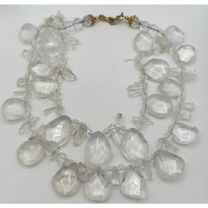 Collar de cuentas de cristal de roca genuino transparente doble hebra hecho a mano 13,7 oz - Imagen 1 de 12