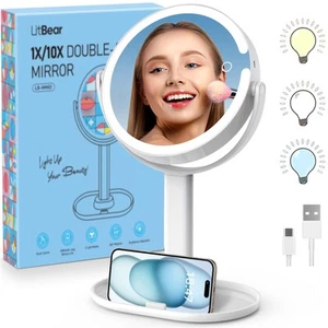 10X Magnifying Mirror with Lights, Rechargeable 4000mAh Lighted Makeup Mirror... - Picture 1 of 9