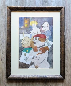Im Bordell - Aquarellierte Tuschfederzeichnung - Ecce Homo - George Grosz (nach) - Bild 1 von 6
