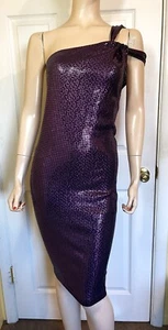 NWT Stunning St John Purple (Black/Magenta) Dress Covered in Paillettes sz 12 - Picture 1 of 10