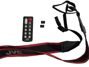Vintage JVC Video Camera Camcorder Red & Black Shoulder Neck Arm Strap & Remote - Picture 1 of 5