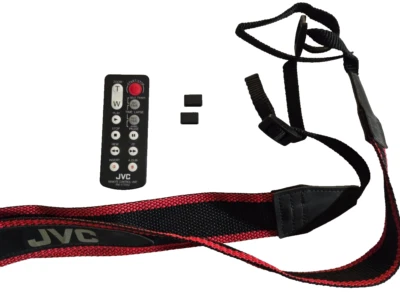 Vintage JVC Video Camera Camcorder Red & Black Shoulder Neck Arm Strap & Remote - Image 1 of 4