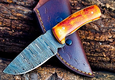 SHARD®™ CUSTOM HAND FORGED Damascus Steel EDC Mini Neck Survival Knife W/Sheath - Image 1 of 4