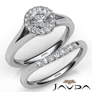 Anillo de compromiso nupcial redondo con puntas de diamantes GIA E VS2 oro blanco de 14 k 0,92 quilates - Imagen 1 de 12