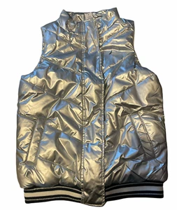 Nautica Girls Metallic Puffer Vest Silver Size Large new - Picture 1 of 8