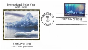 Northern Lights Aurora Australis Año Polar EE. UU. Colorano Silk Cachet FDC 2007 - Imagen 1 de 1
