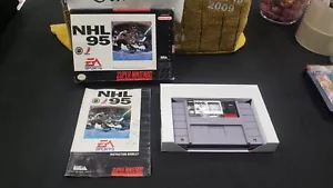 CIB NHL 95 HOCKEY SUPER NINTENDO SNES VIDEO GAME COMPLETE IN BOX W/ PROTECTOR - Picture 1 of 10